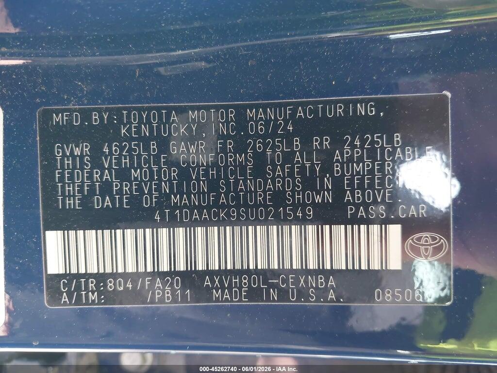 4T1DAACK9SU021549 2025 TOYOTA CAMRY photo no. 9