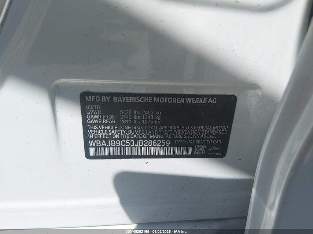 WBAJB9C53JB286259 2018 BMW M550I photo no. 9