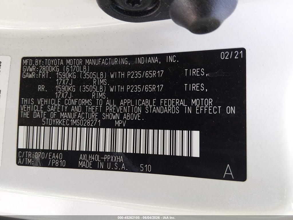 5TDYRKEC1MS028271 2021 TOYOTA SIENNA photo no. 9