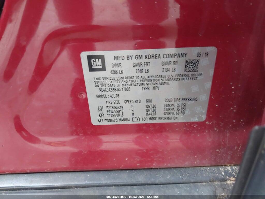 KL4CJASB5JB717086 2018 BUICK ENCORE photo no. 9