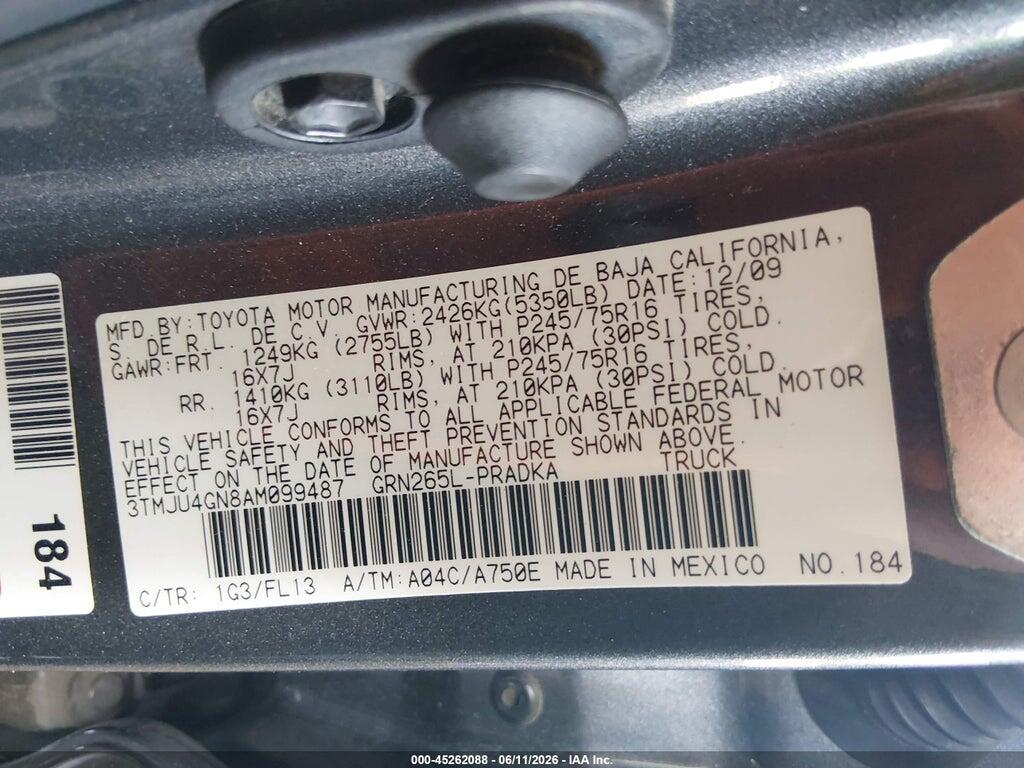 3TMJU4GN8AM099487 2010 TOYOTA TACOMA photo no. 9