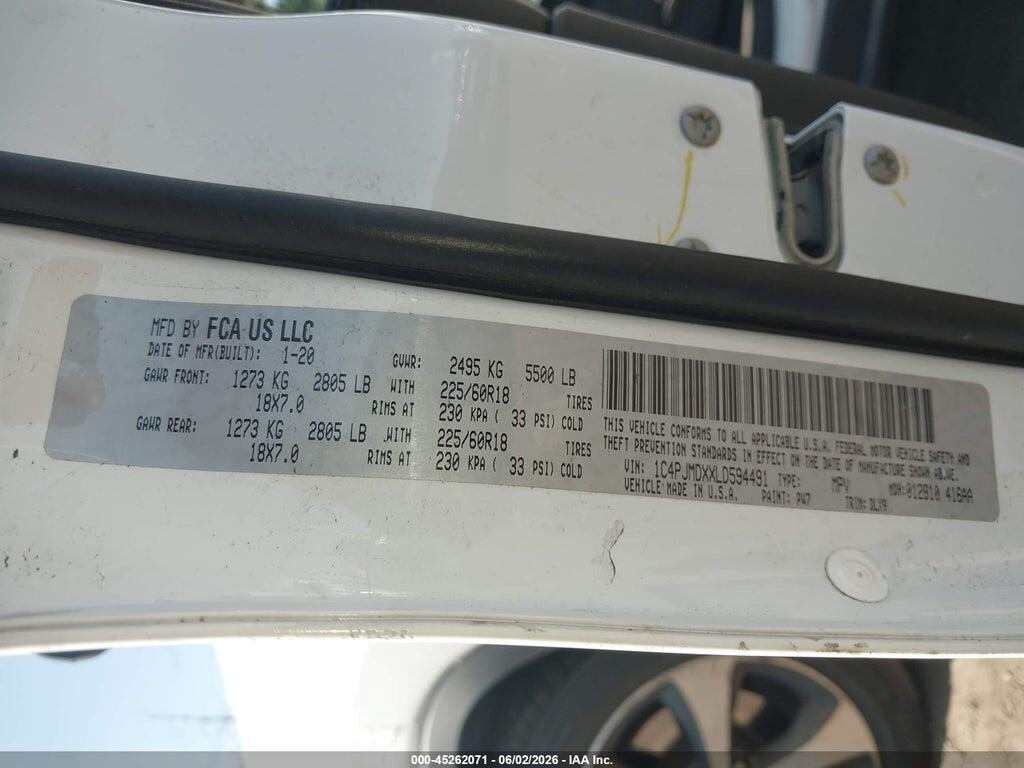 1C4PJMDXXLD594491 2020 JEEP CHEROKEE photo no. 9