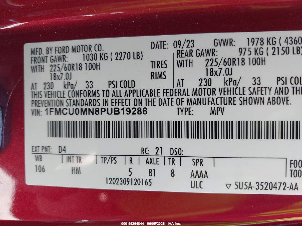 1FMCU0MN8PUB19288 2023 FORD ESCAPE photo no. 9