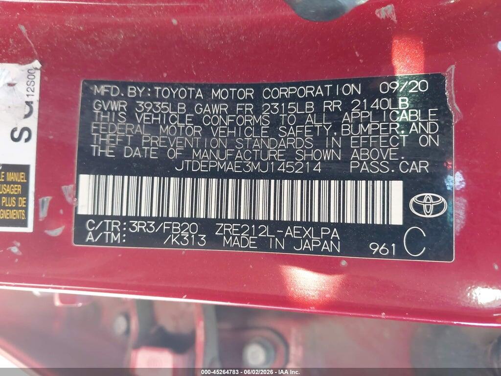 JTDEPMAE3MJ145214 2021 TOYOTA COROLLA photo no. 9