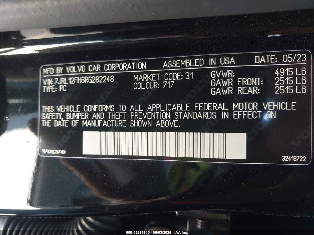 7JRL12FH6RG282248 2024 VOLVO S60 photo no. 9