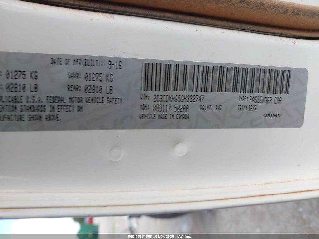2C3CDXHG5GH332747 2016 DODGE CHARGER photo no. 9