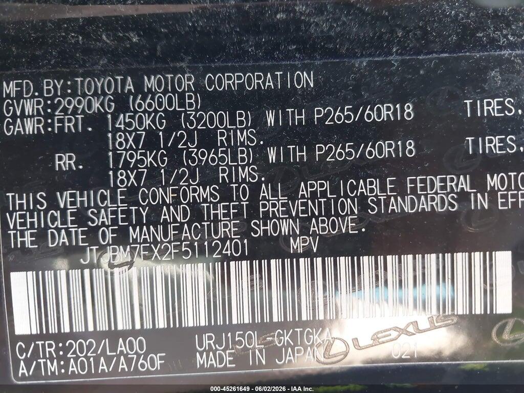 JTJBM7FX2F5112401 2015 LEXUS GX 460 photo no. 9