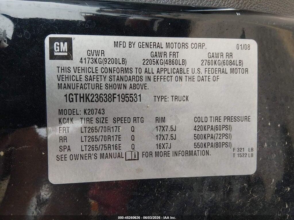 1GTHK23638F195531 2008 GMC SIERRA 2500HD photo no. 9