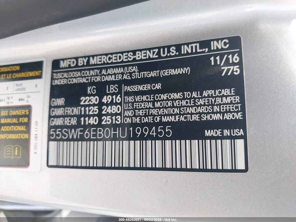 55SWF6EB0HU199455 2017 MERCEDES-BENZ AMG C 43 photo no. 9