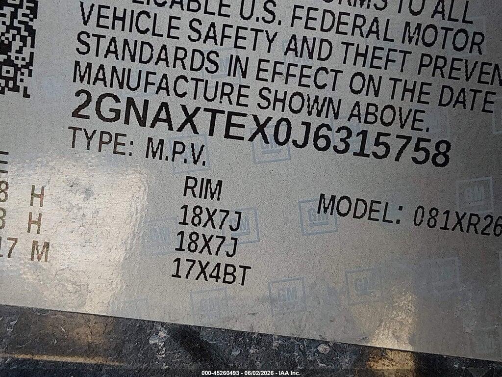 2GNAXTEX0J6315758 2018 CHEVROLET EQUINOX photo no. 9