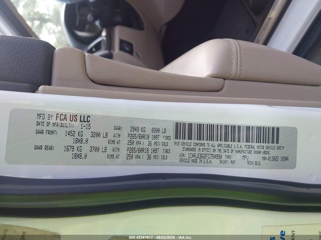 1C4RJEBG2FC754990 2015 JEEP GRAND CHEROKEE photo no. 9