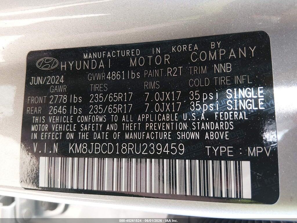KM8JBCD18RU239459 2024 HYUNDAI TUCSON HYBRID photo no. 9