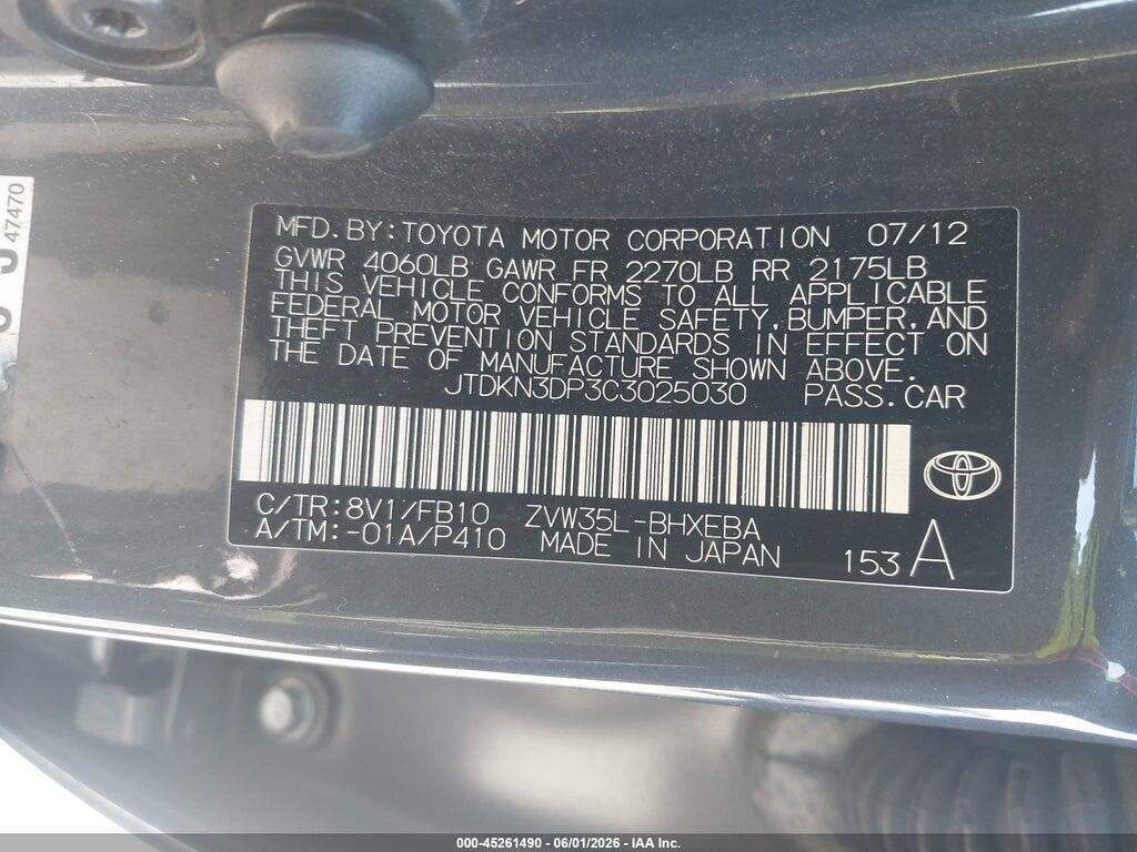 JTDKN3DP3C3025030 2012 TOYOTA PRIUS PLUG-IN photo no. 9