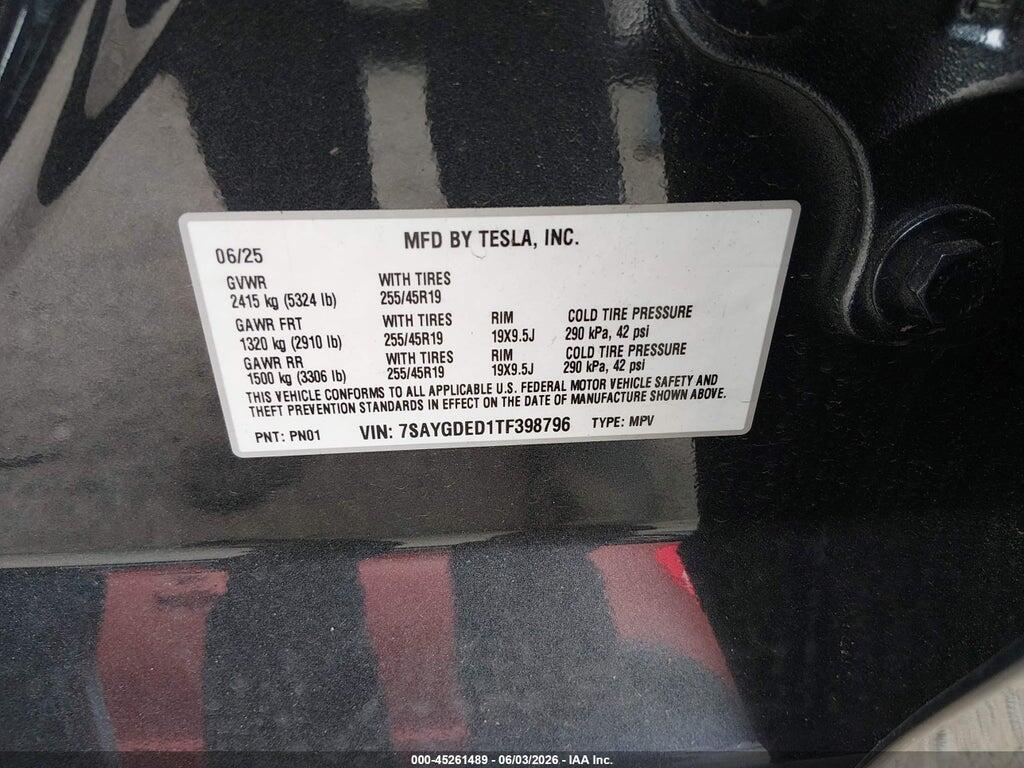 7SAYGDED1TF398796 2026 TESLA MODEL Y photo no. 9