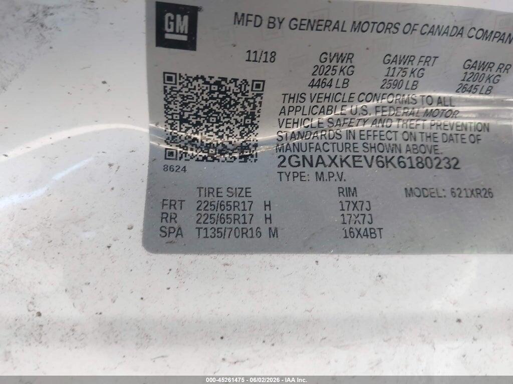 2GNAXKEV6K6180232 2019 CHEVROLET EQUINOX photo no. 9