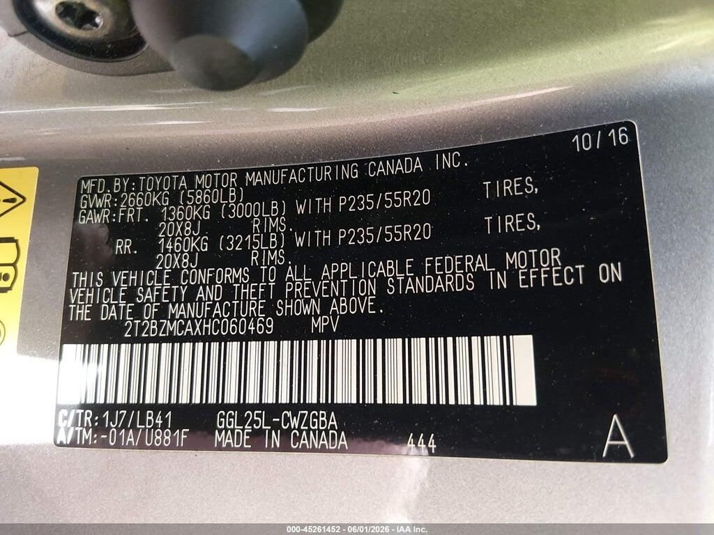2T2BZMCAXHC060469 2017 LEXUS RX 350 photo no. 9