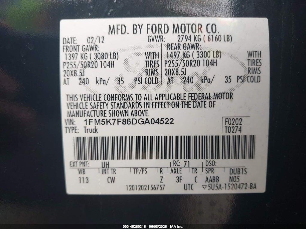 1FM5K7F86DGA04522 2013 FORD EXPLORER photo no. 9