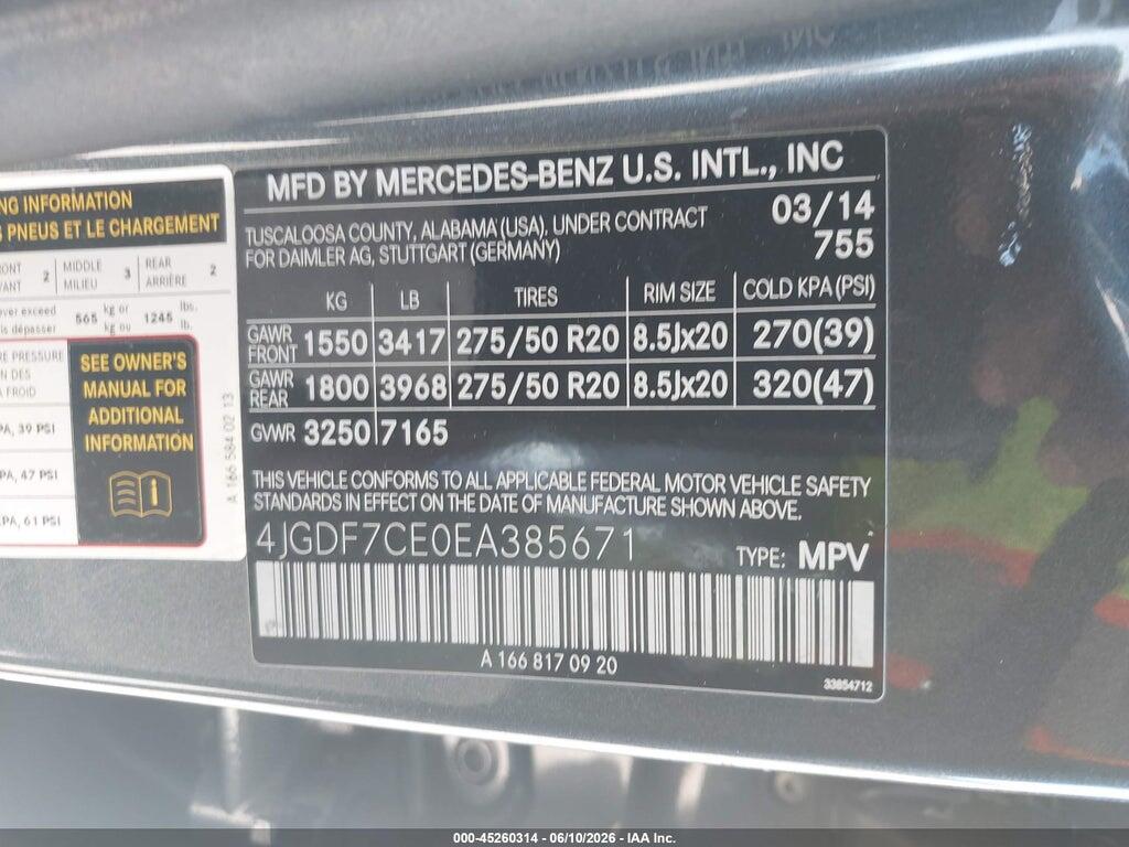 4JGDF7CE0EA385671 2014 MERCEDES-BENZ GL 450 photo no. 9
