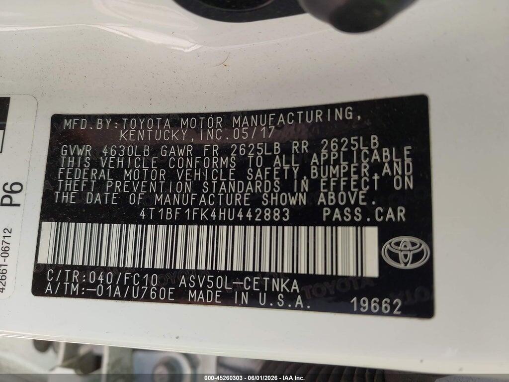 4T1BF1FK4HU442883 2017 TOYOTA CAMRY photo no. 9