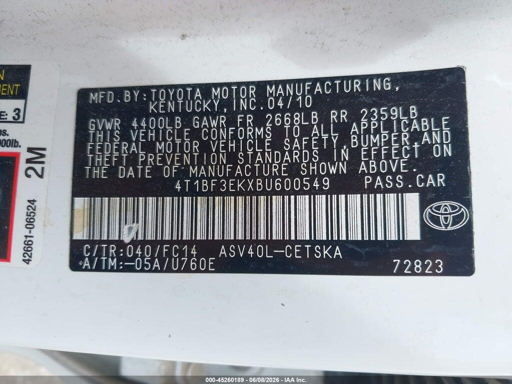4T1BF3EKXBU600549 2011 TOYOTA CAMRY photo no. 9