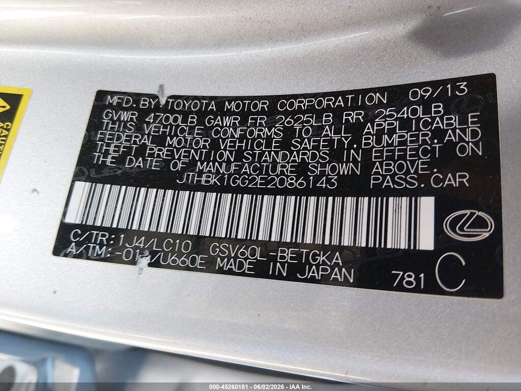 JTHBK1GG2E2086143 2014 LEXUS ES 350 photo no. 9