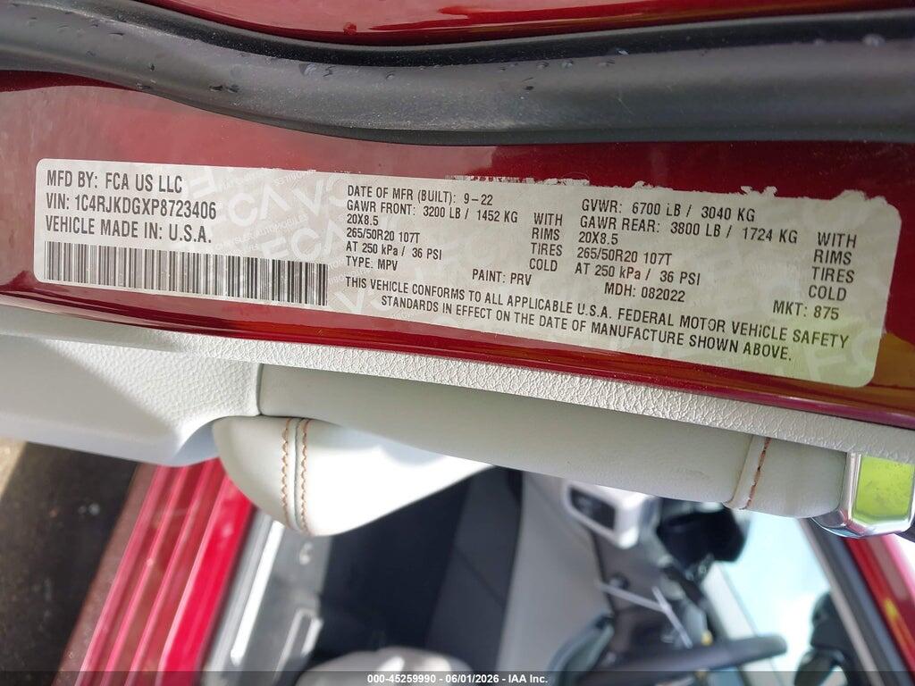 1C4RJKDGXP8723406 2023 JEEP GRAND CHEROKEE L photo no. 9