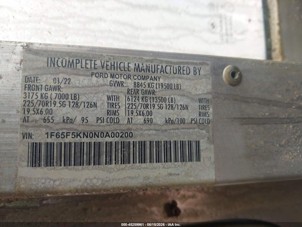 1F65F5KN0N0A00200 2022 FORD F-59 COMMERCIAL STRIPPED photo no. 9