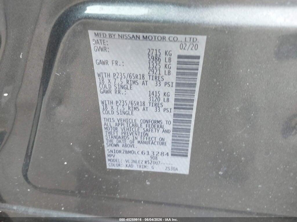 5N1DR2BM0LC613284 2020 NISSAN PATHFINDER photo no. 9
