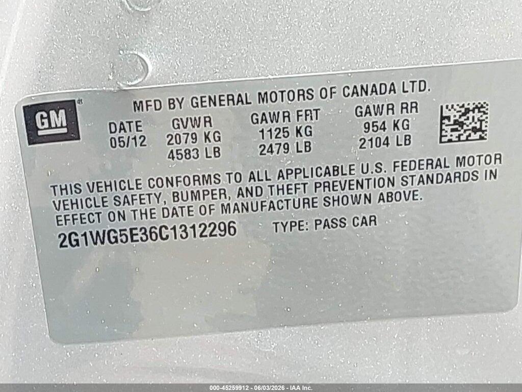 2G1WG5E36C1312296 2012 CHEVROLET IMPALA photo no. 9