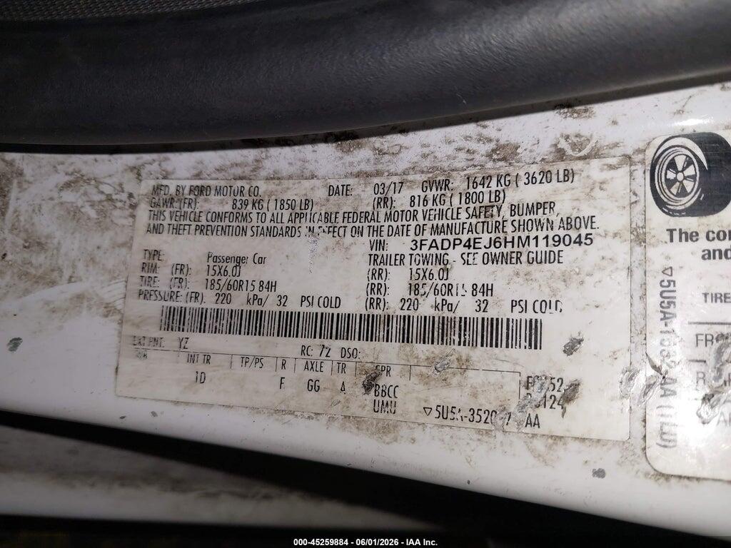 3FADP4EJ6HM119045 2017 FORD FIESTA photo no. 9