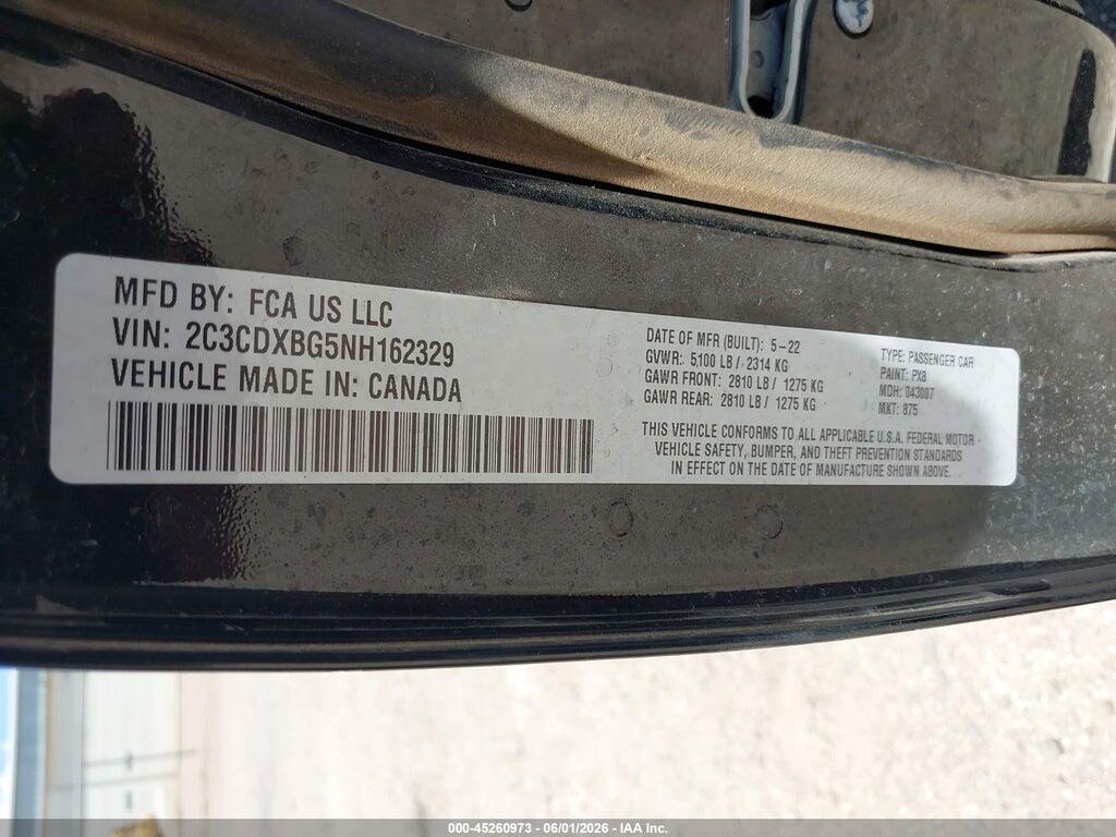 2C3CDXBG5NH162329 2022 DODGE CHARGER photo no. 9