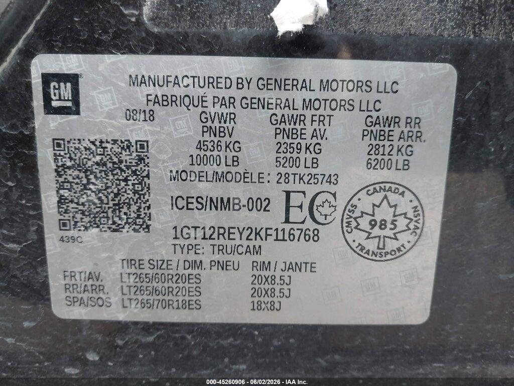 1GT12REY2KF116768 2019 GMC SIERRA 2500HD photo no. 9