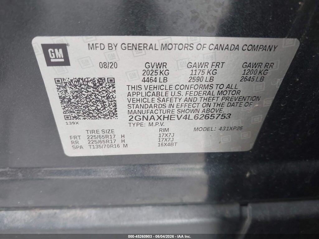 2GNAXHEV4L6265753 2020 CHEVROLET EQUINOX photo no. 9