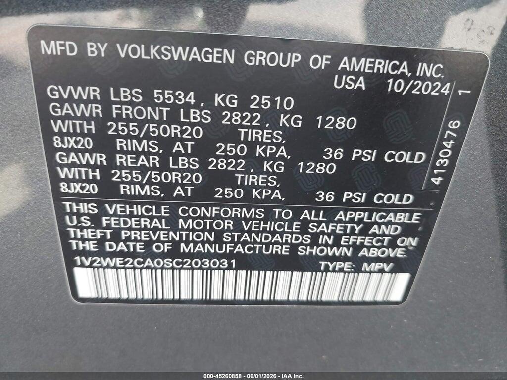 1V2WE2CA0SC203031 2025 VOLKSWAGEN ATLAS CROSS SPORT photo no. 9