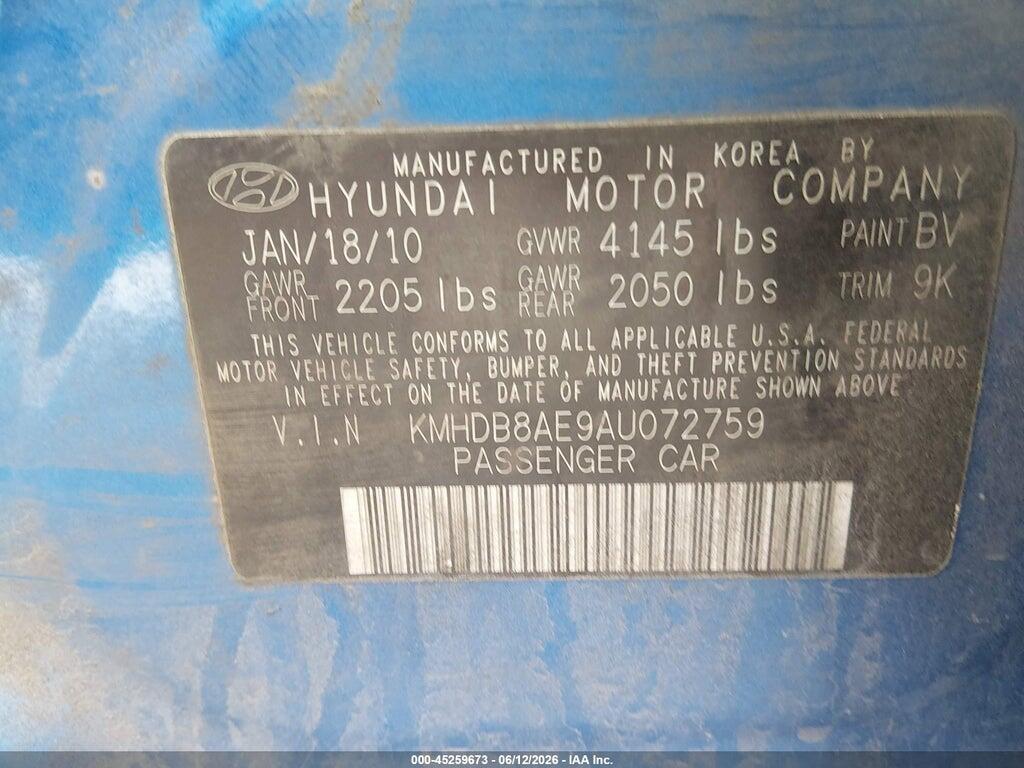 KMHDB8AE9AU072759 2010 HYUNDAI ELANTRA TOURING photo no. 9