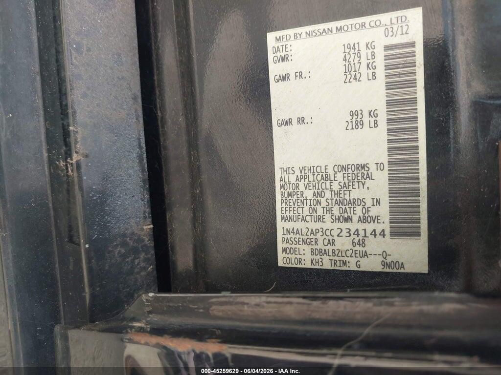 1N4AL2AP3CC234144 2012 NISSAN ALTIMA photo no. 9