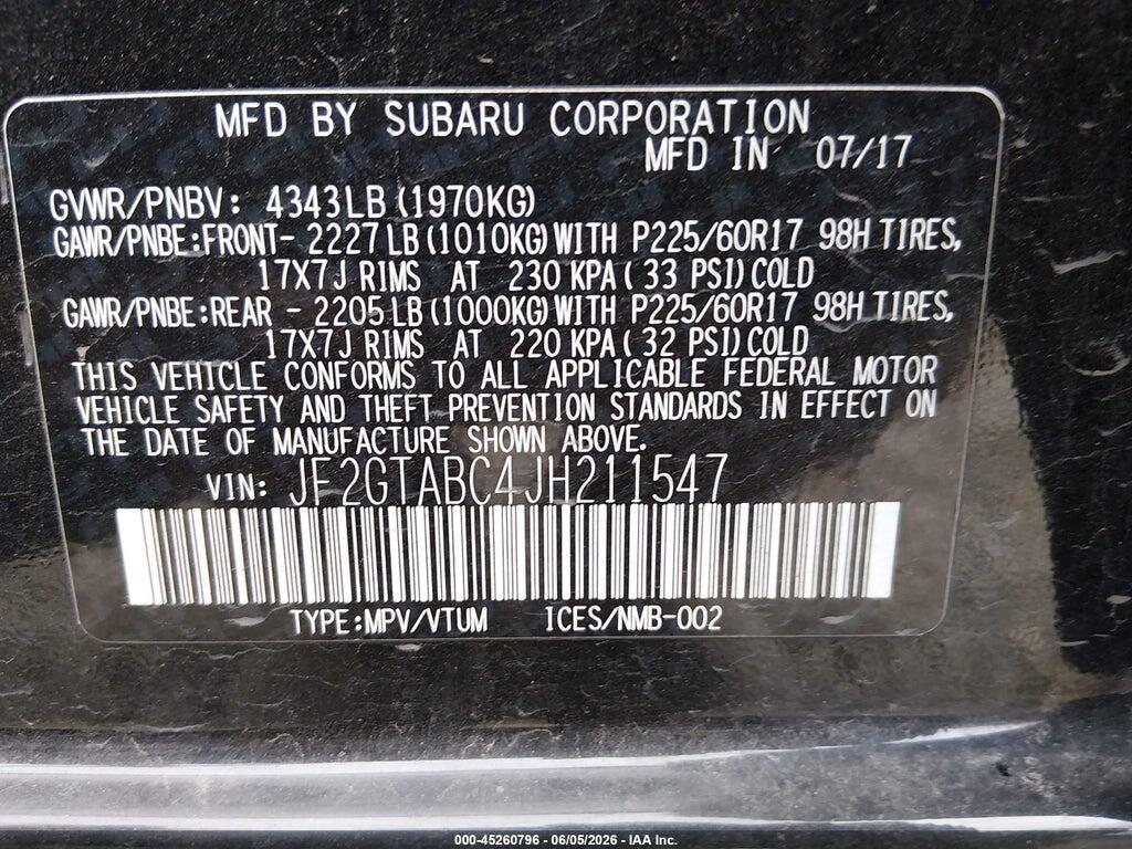 JF2GTABC4JH211547 2018 SUBARU CROSSTREK photo no. 9