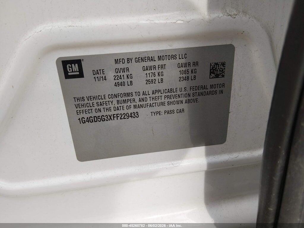 1G4GD5G3XFF229433 2015 BUICK LACROSSE photo no. 9