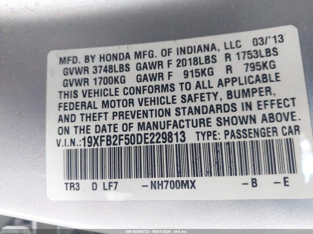 19XFB2F50DE229813 2013 HONDA CIVIC photo no. 9