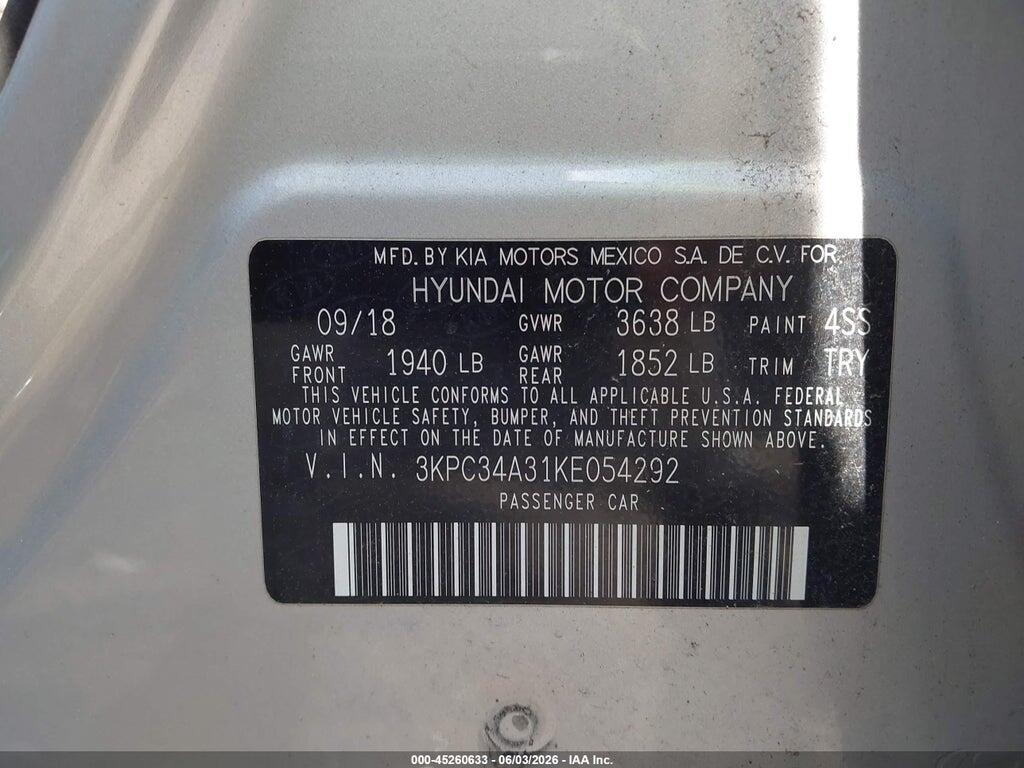 3KPC34A31KE054292 2019 HYUNDAI ACCENT photo no. 9