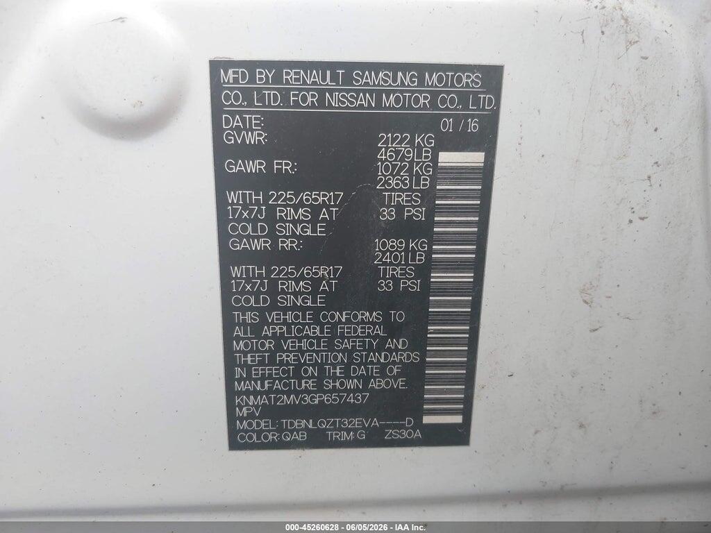 KNMAT2MV3GP657437 2016 NISSAN ROGUE photo no. 9