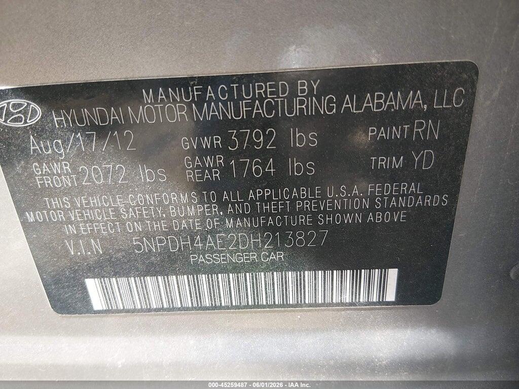 5NPDH4AE2DH213827 2013 HYUNDAI ELANTRA photo no. 9
