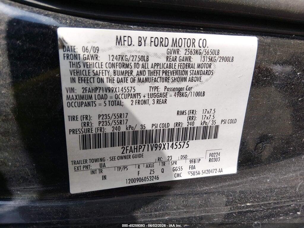 2FAHP71V99X145575 2009 FORD CROWN VICTORIA photo no. 9
