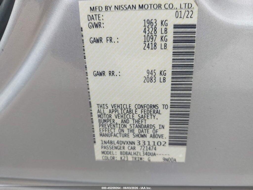 1N4BL4DVXNN331102 2022 NISSAN ALTIMA photo no. 9