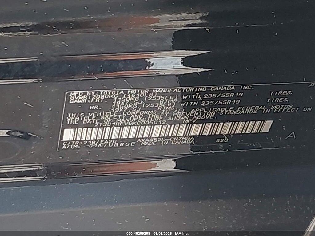 2T3C1RFV6KC005012 2019 TOYOTA RAV4 photo no. 9