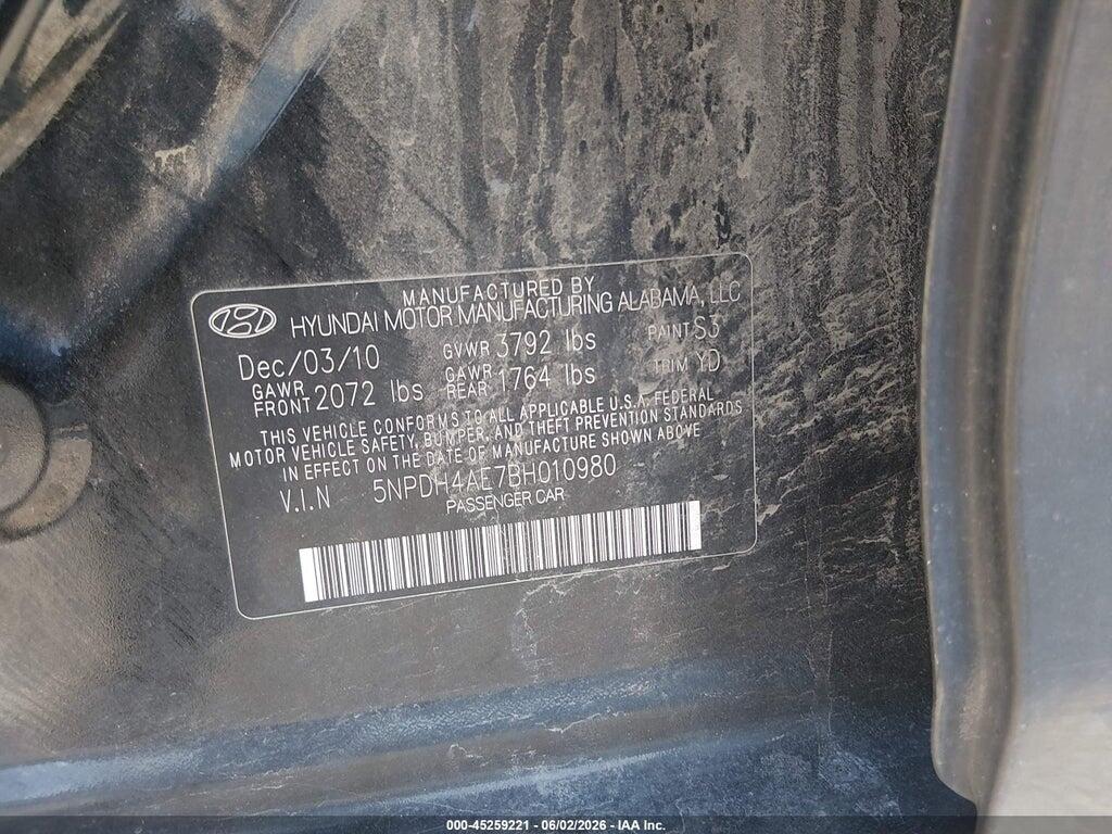 5NPDH4AE7BH010980 2011 HYUNDAI ELANTRA photo no. 9