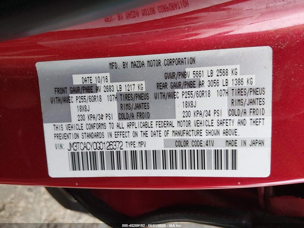 JM3TCACY0G0126372 2016 MAZDA CX-9 photo no. 9