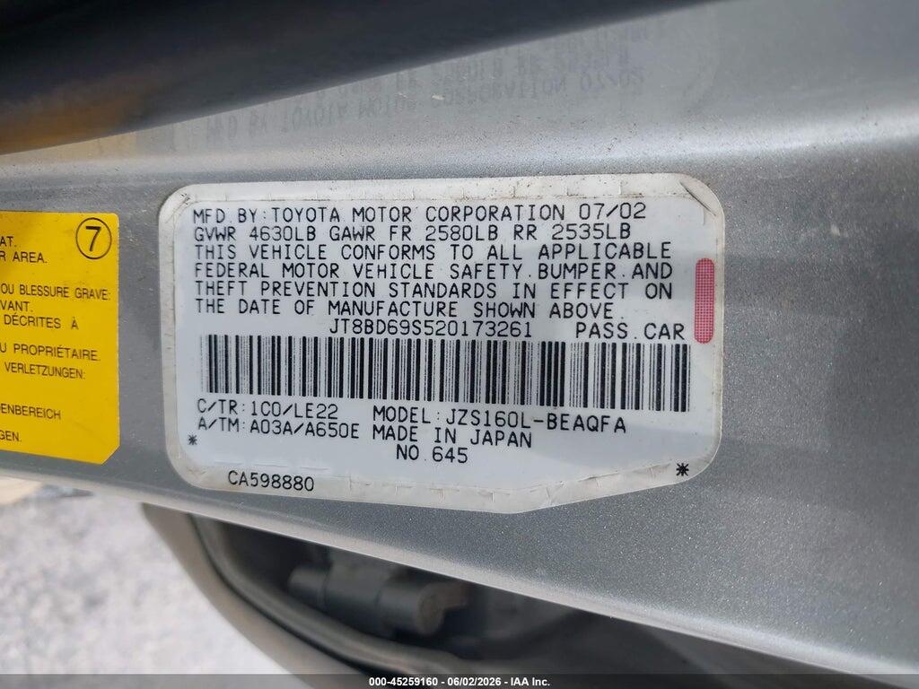 JT8BD69S520173261 2002 LEXUS GS photo no. 9