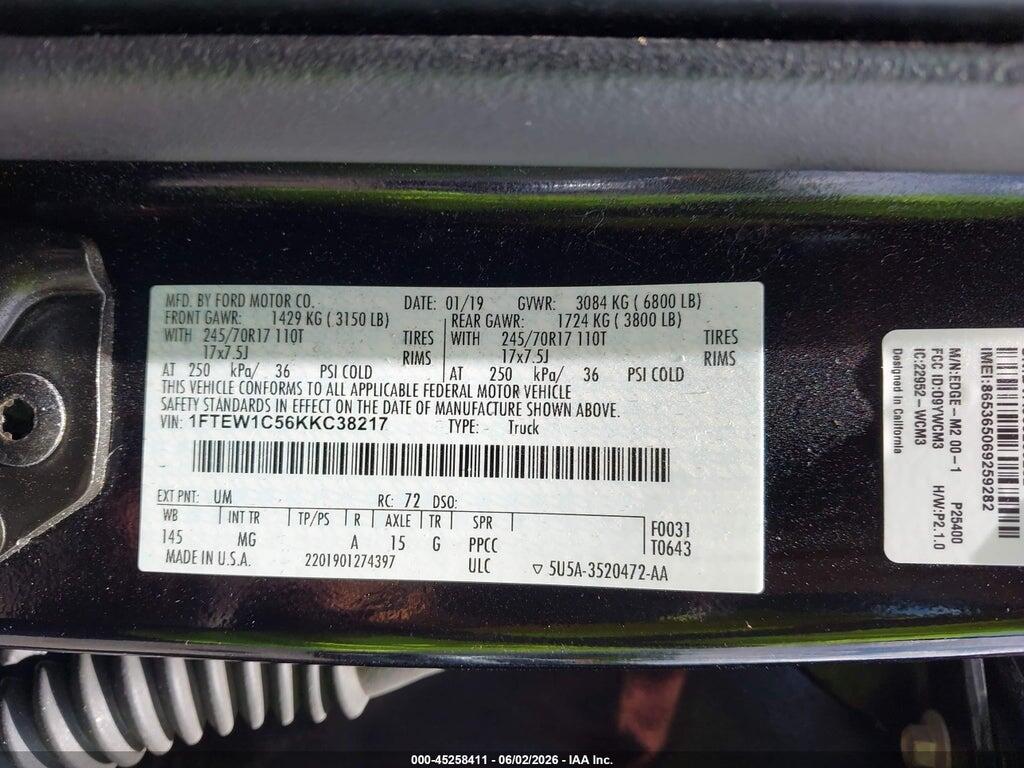 1FTEW1C56KKC38217 2019 FORD F-150 photo no. 9
