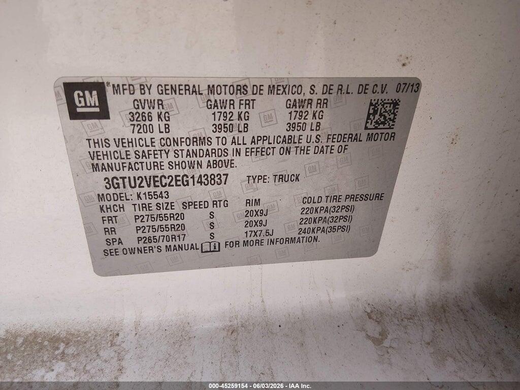 3GTU2VEC2EG143837 2014 GMC SIERRA 1500 photo no. 9